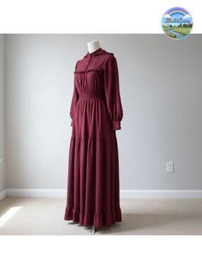 Victorian Edwardian Long Sleeve Maxi Dress Renaissance Costume